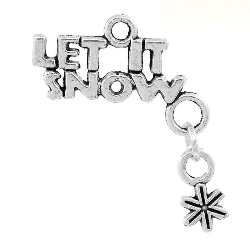 Подвеска металлическая "Let it snow". Цвет серебряный (461)