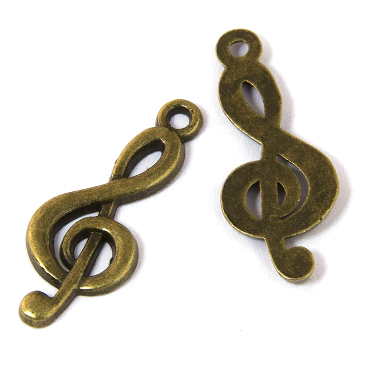 Подвеска металлическая "Скрипичный ключ". Цвет античный бронзовый (463)