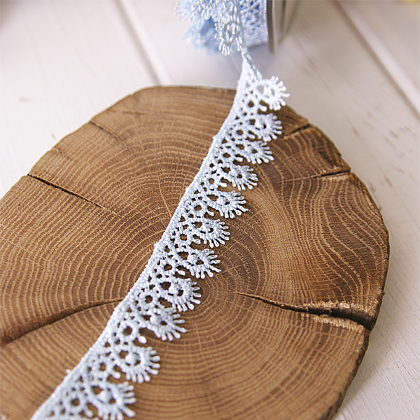 Кружево гипюрное 1,6 см "Орнамент", цвет голубой