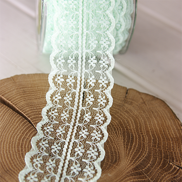 Кружево нейлоновое 4 см с краем "гребешок", цвет мятный зелёный