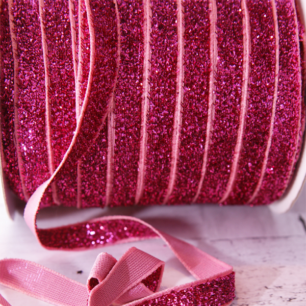 Тесьма с блёстками 12 мм, цвет ягодный