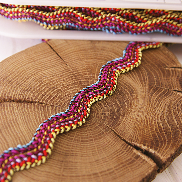 Тесьма "Волна" 20 мм, цвета микс с малиновым