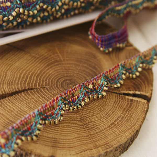 Тесьма с пайетками 15 мм, цвет павлин