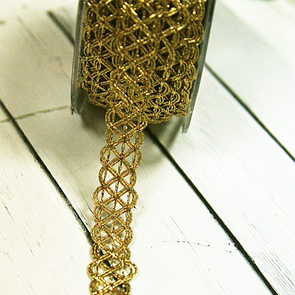 Тесьма металлизированная 1,8 см, цвет золотой