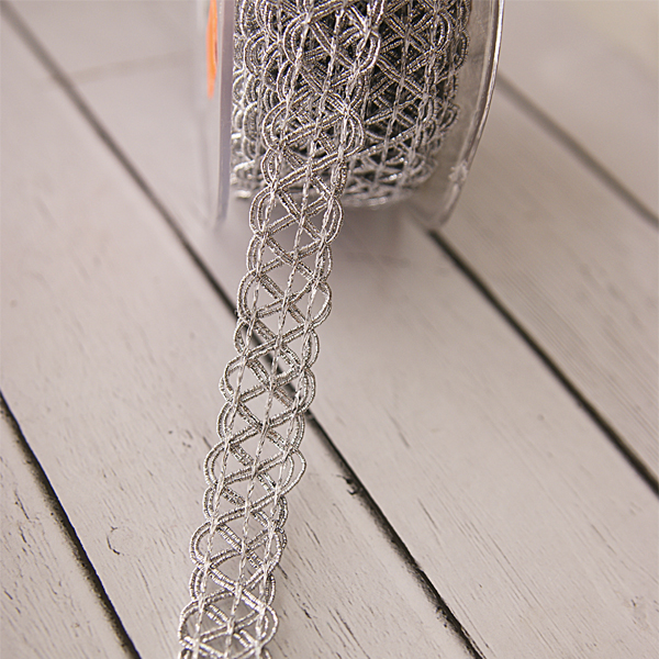 Тесьма металлизированная 1,8 см, цвет серебряный