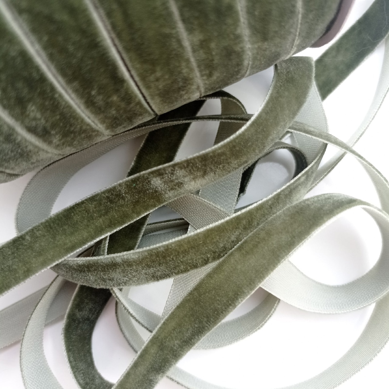 Лента бархатная 12 мм цвет Сонное болото