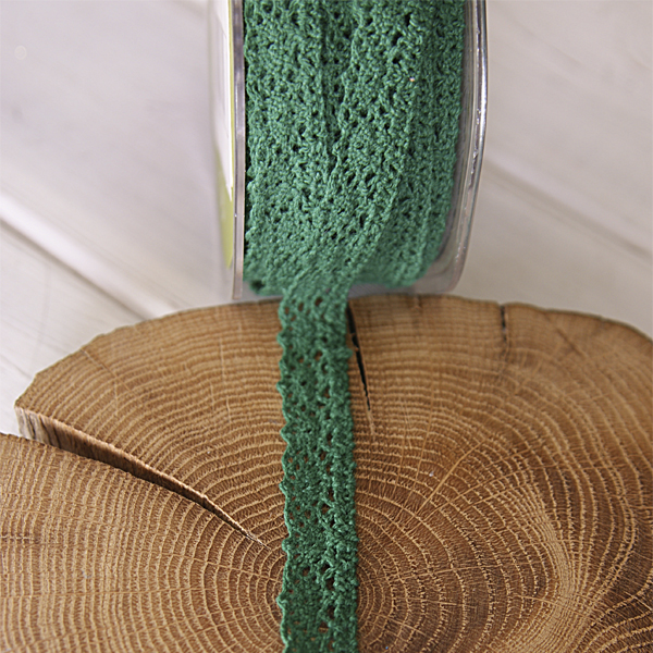 Кружево вязаное 13 мм, цвет изумрудный