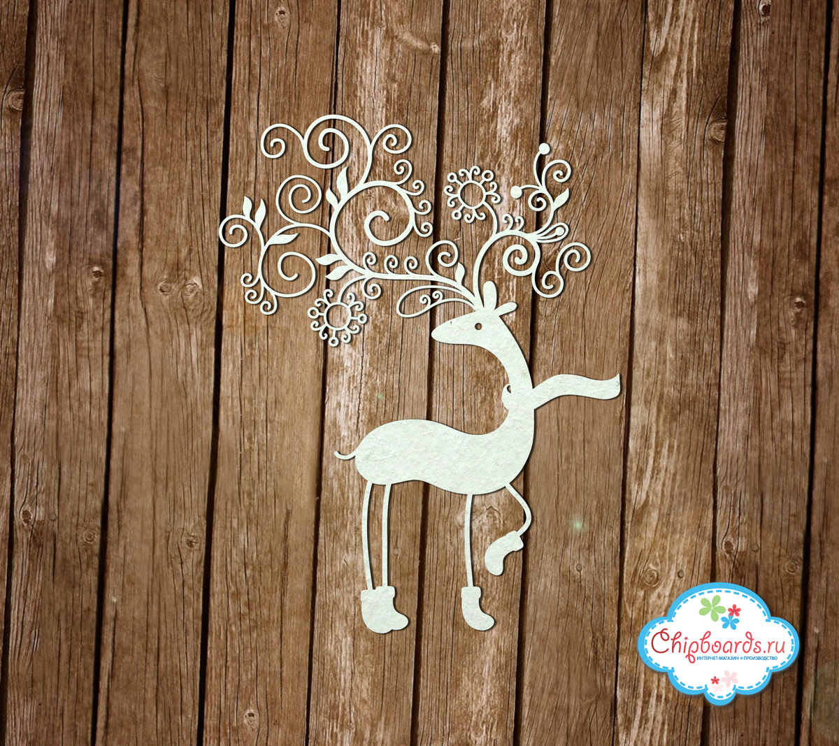 Чипборд Chipboards "Олень в шарфике (7 см)"