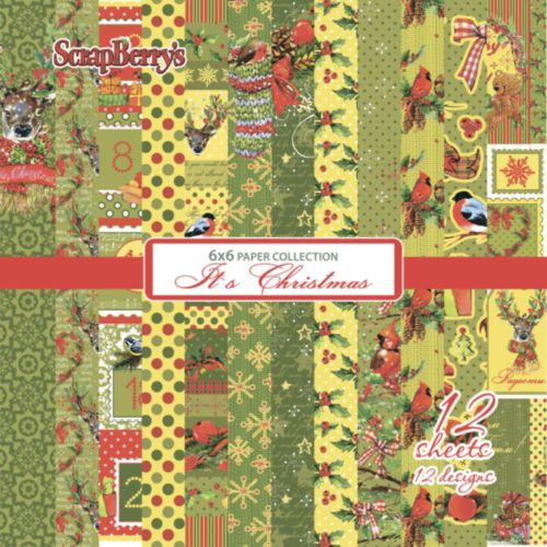 Набор бумаги 15 х 15 см Scrapberrys "Рождественская Омела"