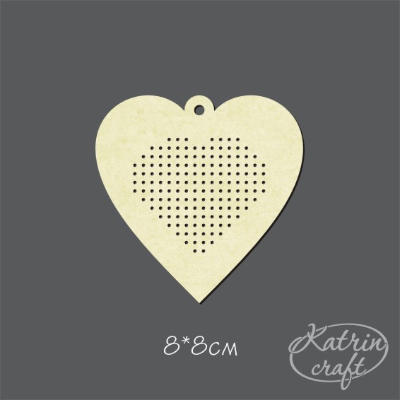 Чипборд "Игрушка Сердце с вышивкой сердечко"