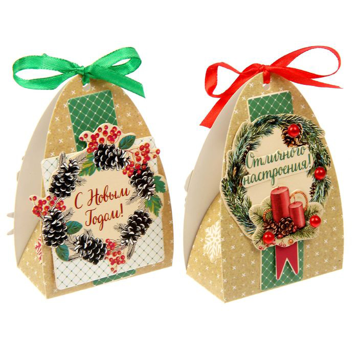 Набор для декорирования бонбоньерок 2шт "С Новым годом!",