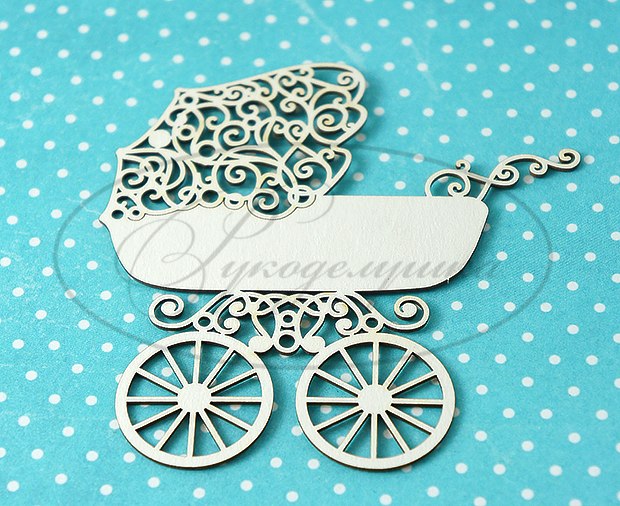 Вырубка из чипборда Рукоделушка "Детская коляска ажурная 3"