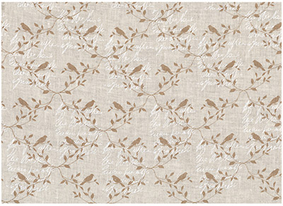 Ткань лоскутная 50 х 55 см "15", веточки с птичками, лён