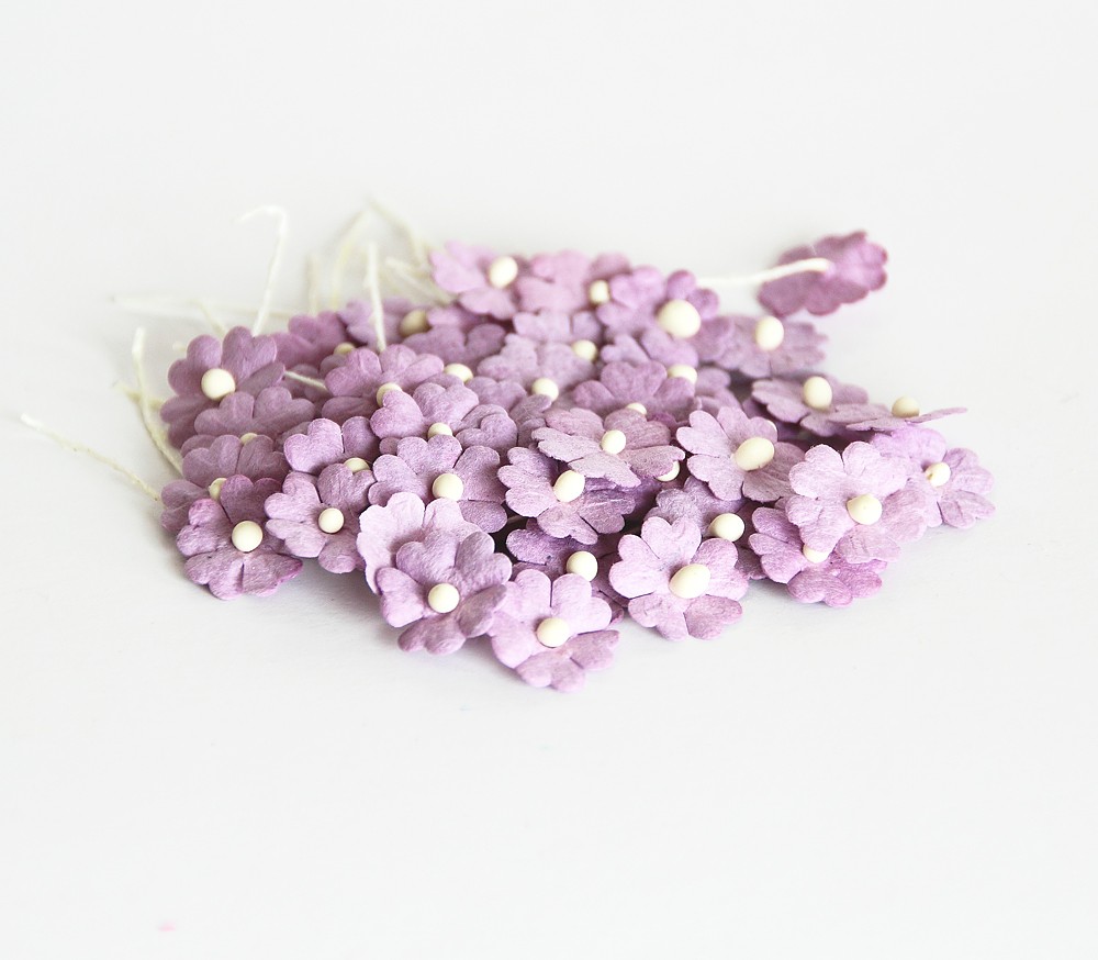Мини-цветочки 1 см на стебельке, цвет сиреневый, 100 штук