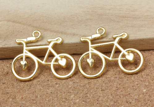 Подвеска металлическая "Велосипед". Цвет золотой (29).