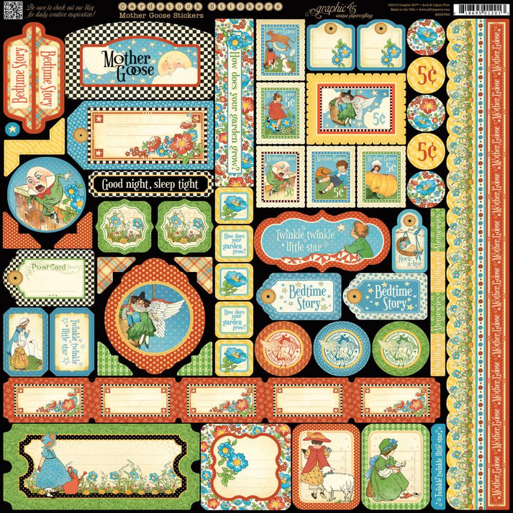 Картонные наклейки Graphic 45"Mother Goose" 30 х 30 см