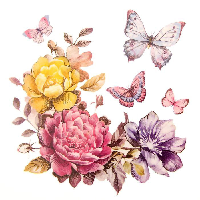 Термонаклейка для декорирования Артузор "Акварельные цветы"