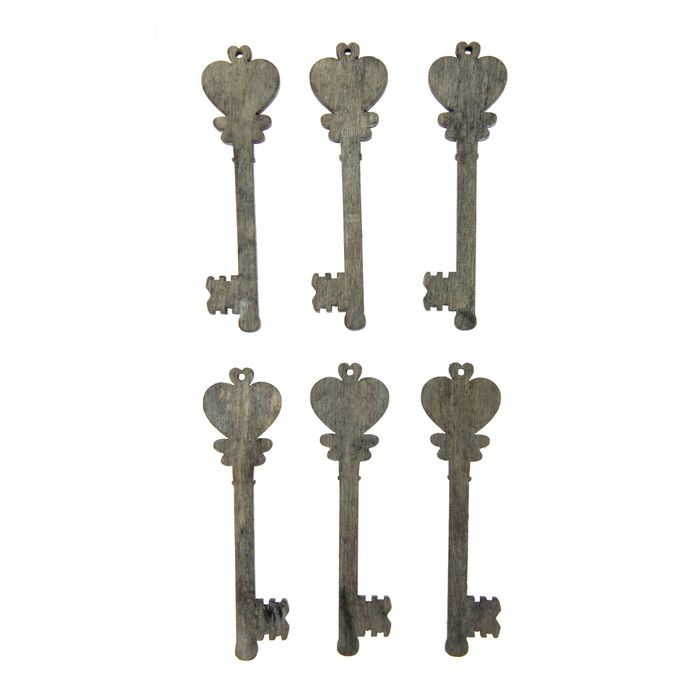 Деревянные украшения-подвески "Ключики", 6 штук