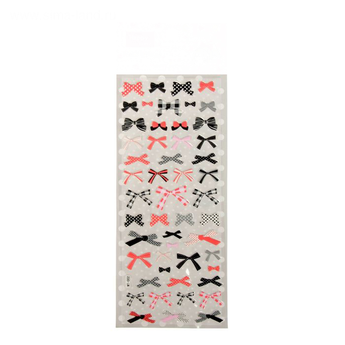Наклейки "Бантики", розово-чёрные 22х7,5 см