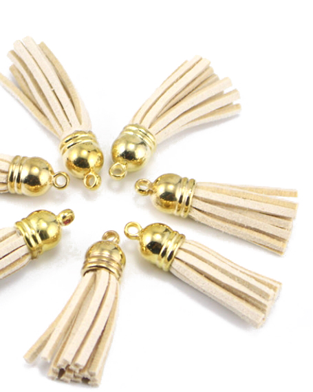 Кисточка замшевая декоративная, цвет бежевый