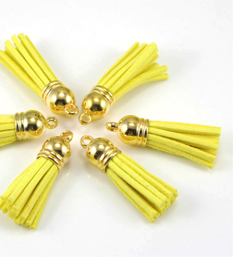 Кисточка замшевая декоративная, цвет желтый