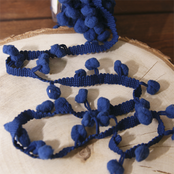 Тесьма с помпонами 0,9 см, цвет синий