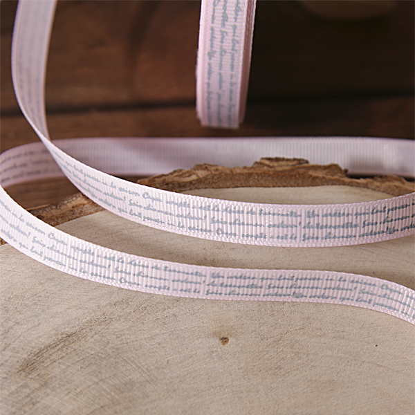 Лента репсовая 10 мм "Скрипт", цвет розовый