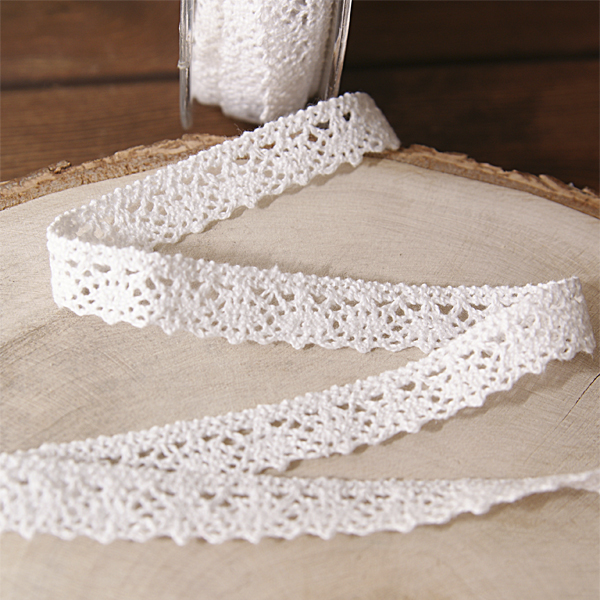 Кружево вязаное 1,5 см, цвет белый (055418)