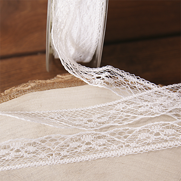 Кружево нейлоновое ажурное 2 см, цвет белый