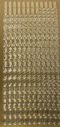 Контурные стикеры ЦИФРЫ МАЛЕНЬКИЕ золотые