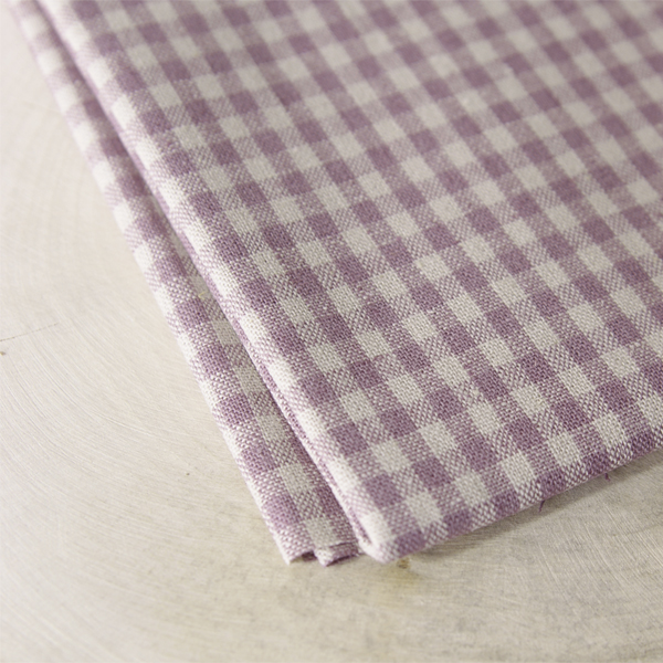 Ткань лоскутная 50 х 55 см "18",лён + хлопок, сиреневая клетка