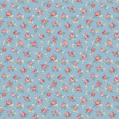 Ткань лоскутная 50 х 55 см "4523", бутоны роз на голубом