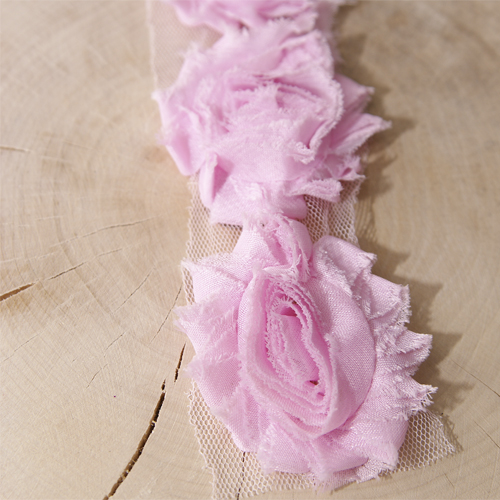 Лента с розами, цвет розово-сиреневый