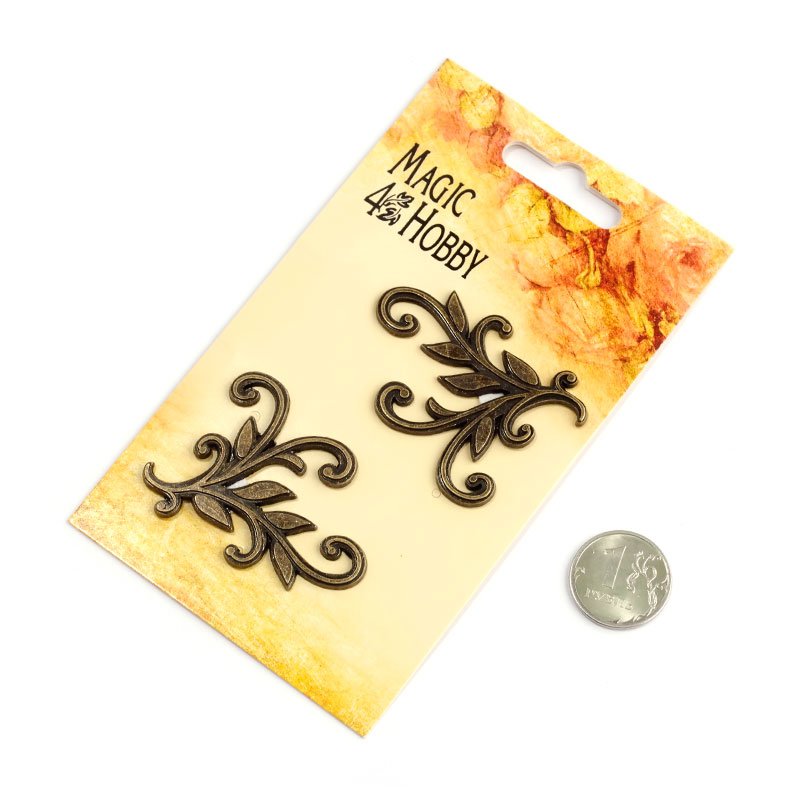 Набор металлических украшений "Веточки-уголки", цвет античный бронзовый