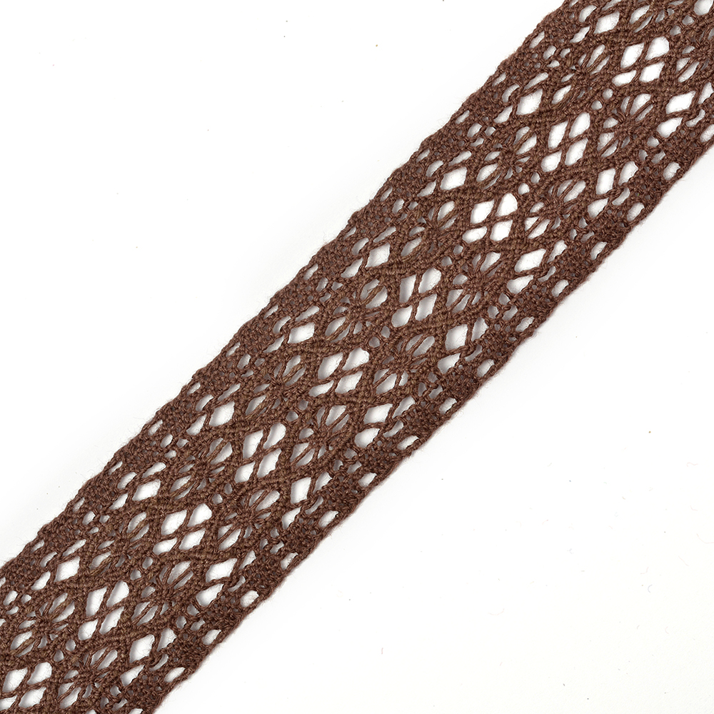 Кружево вязаное 32 мм, цвет шоколадный