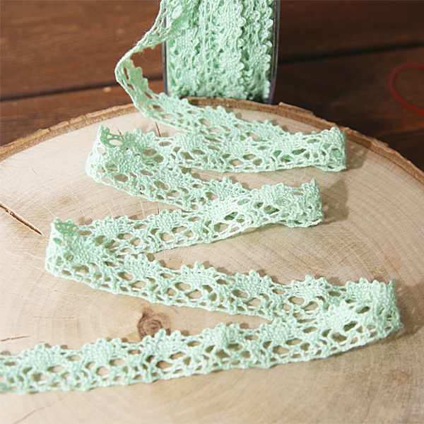 Кружево вязаное 15 мм, цвет мятный (055968)