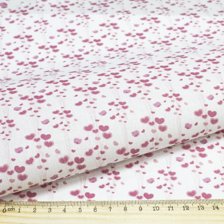 Отрез ткани 48 х 50 см "Букеты из розовых сердечек".