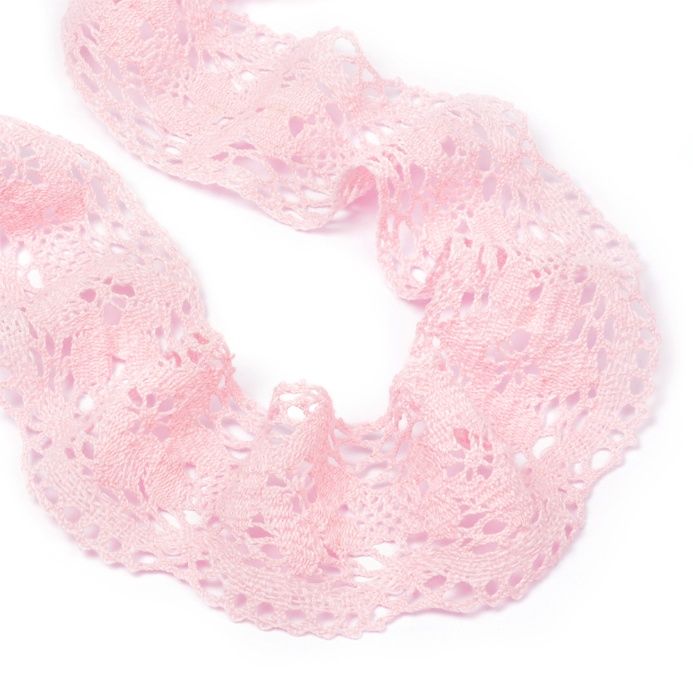 Кружево вязаное 6 см, цвет розовый (056019)