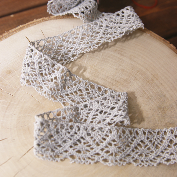 Кружево вязаное 27 мм, цвет серый