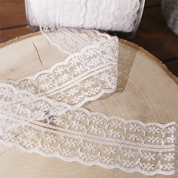 Кружево нейлоновое 4 см с краем "гребешок", цвет белый