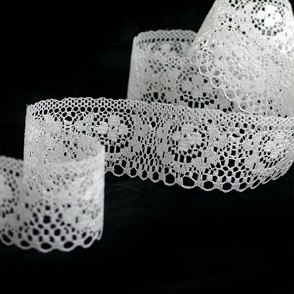 Кружево нейлоновое ажурное 3,8 см , цвет белый