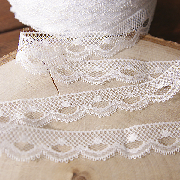 Кружево нейлоновое 2 см "Волна" , цвет белый