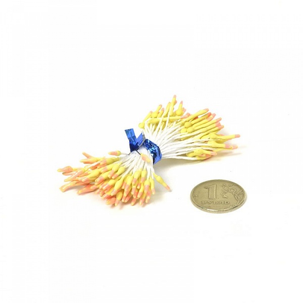 Тычинки , цвет жёлтый с розовыми кончиками, 80 штук