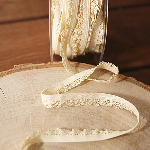 Кружевная резинка для блокнотов 1 см, цвет кремовый