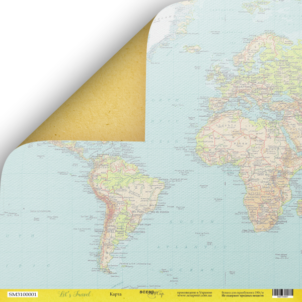 Бумага Scrapмир "Let's travel", Карта (SM221)