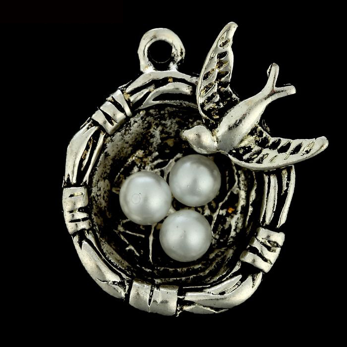 Подвеска металлическая "Ласточкино гнездо". Цвет серебро. (476)