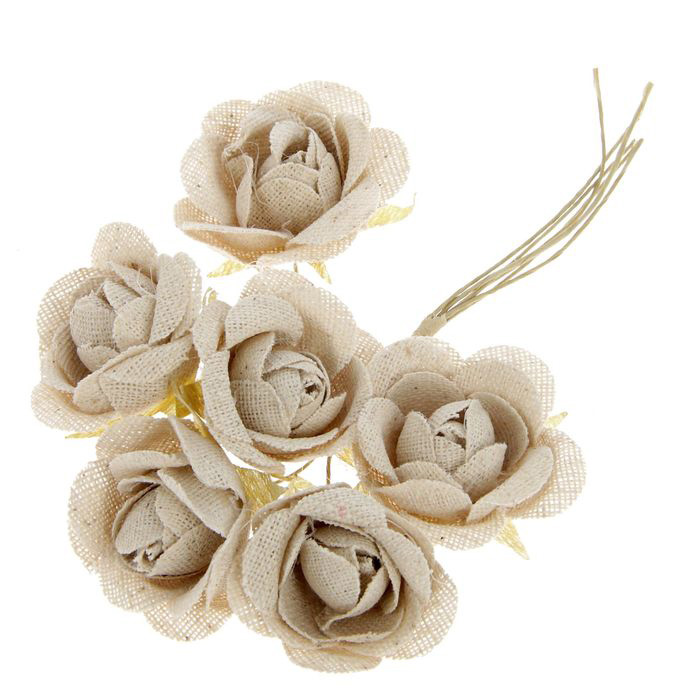 Букетик холщовый "Розы 6 шт"