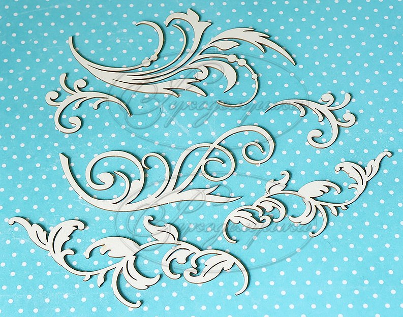 Вырубка из чипборда Рукоделушка "Набор "Изящные завитки" 2"