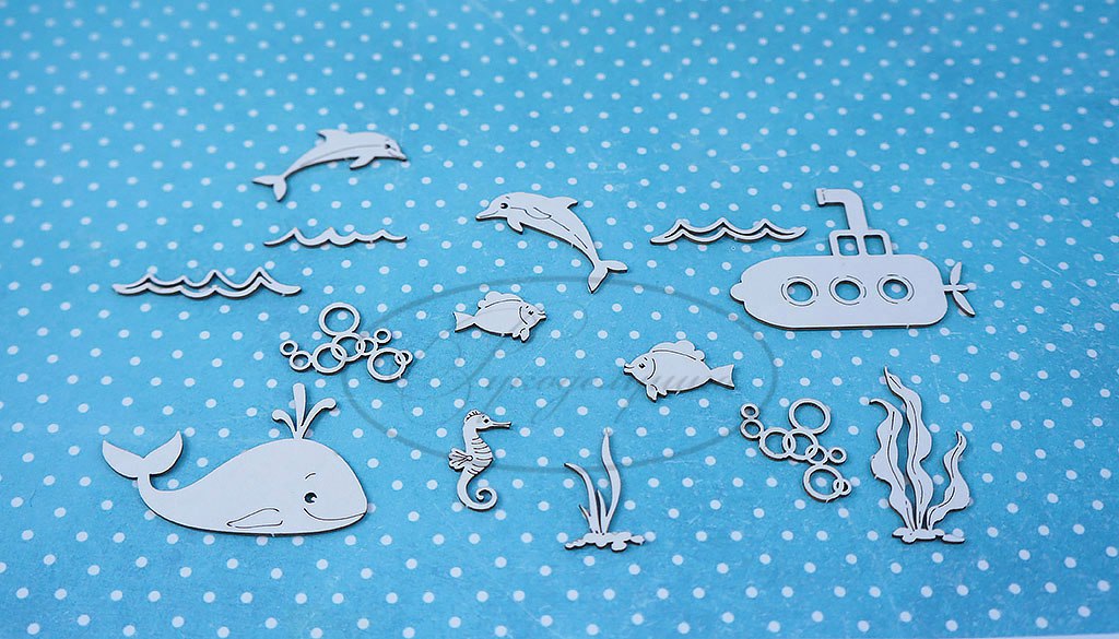 Вырубка из чипборда Рукоделушка "Морской набор 2А"