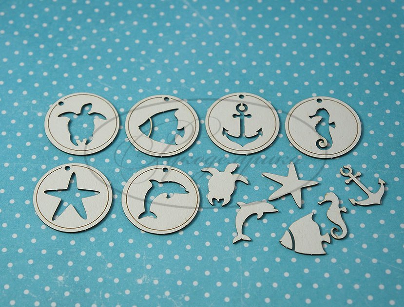 Вырубка из чипборда Рукоделушка "Бирки Море 1"